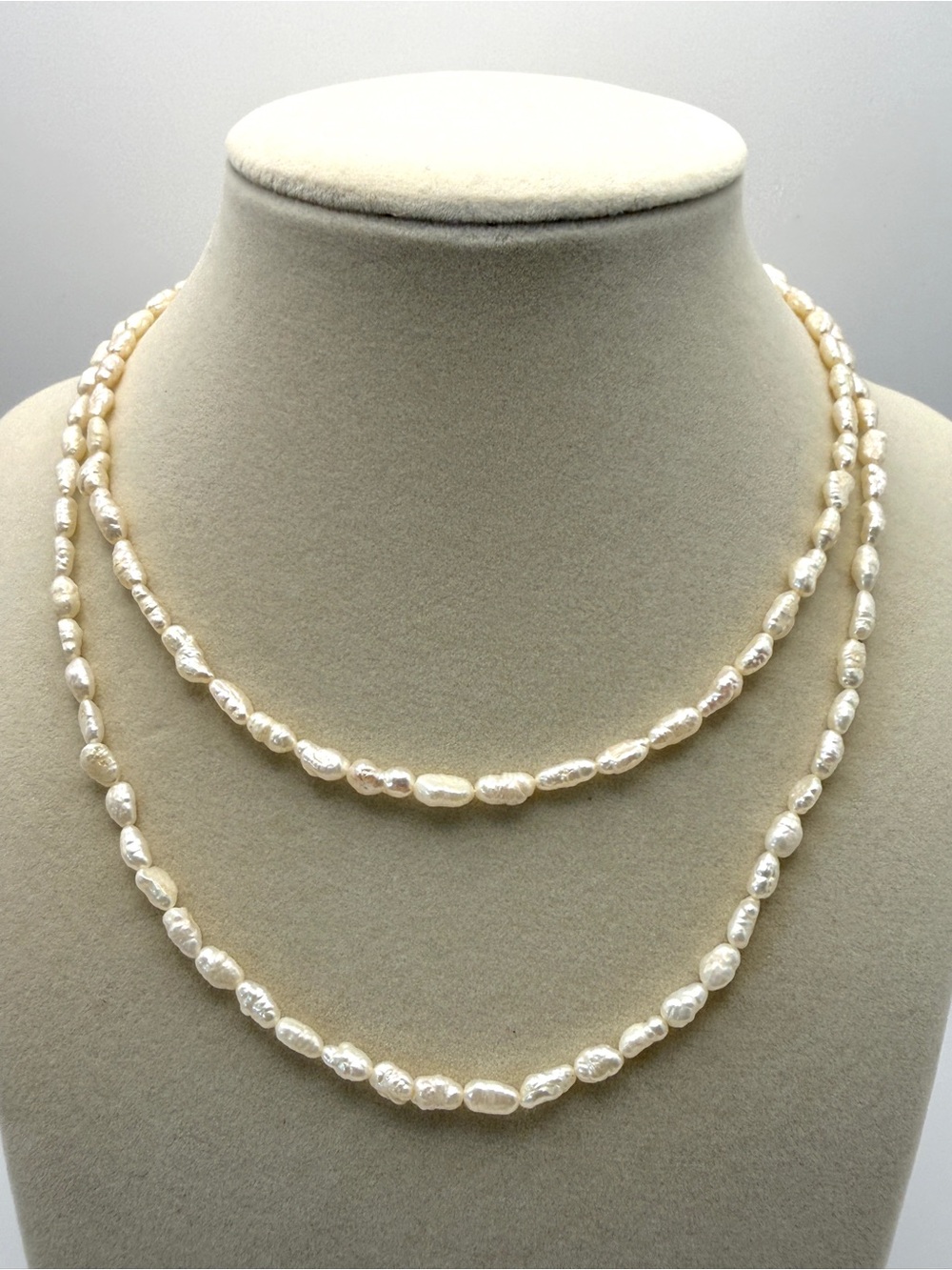 White Freshwater Rice Pearl Necklace 31 Inch